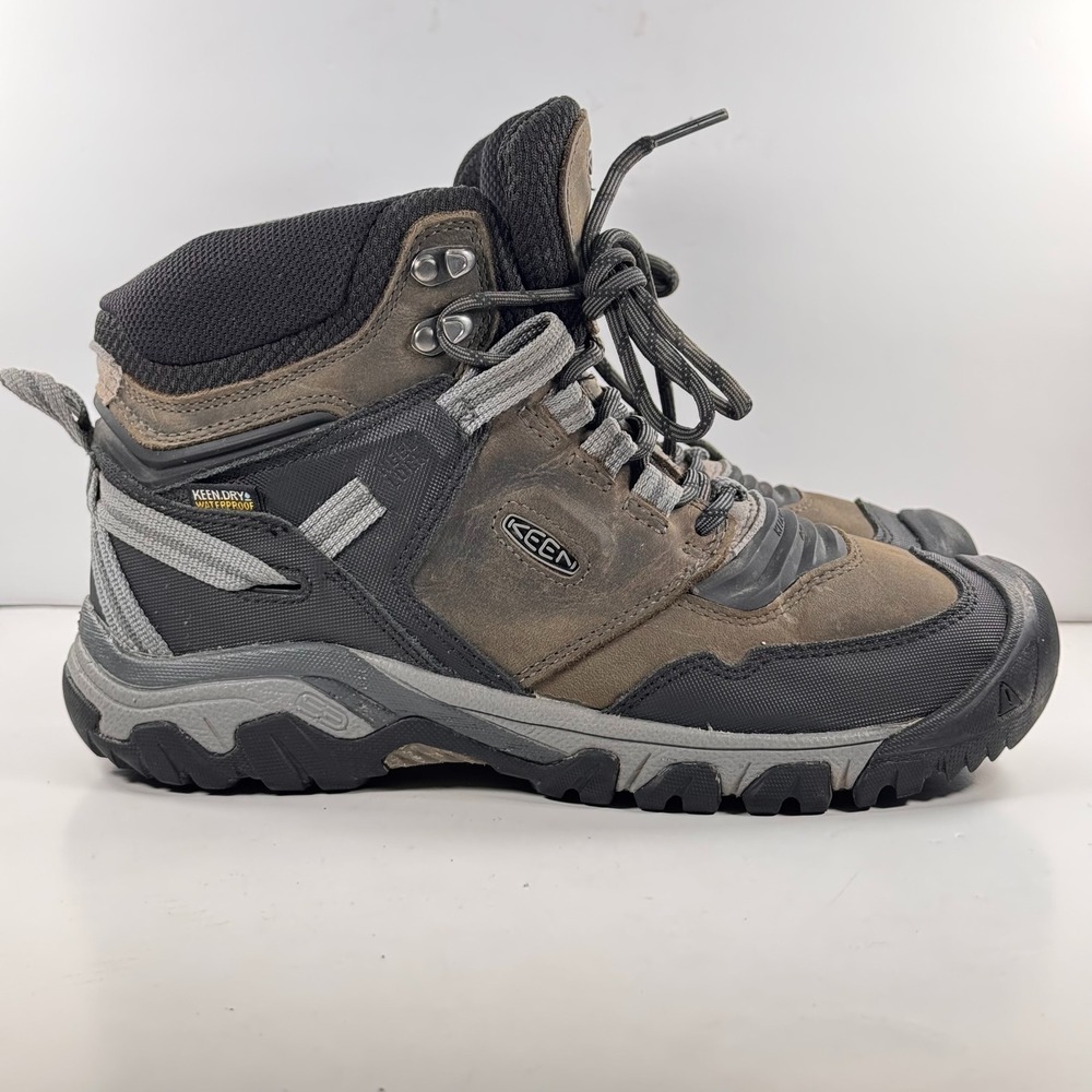 Keen Ridge Flex Mid Waterproof Hiking Boots Brown Black 1024911 Men's size 8